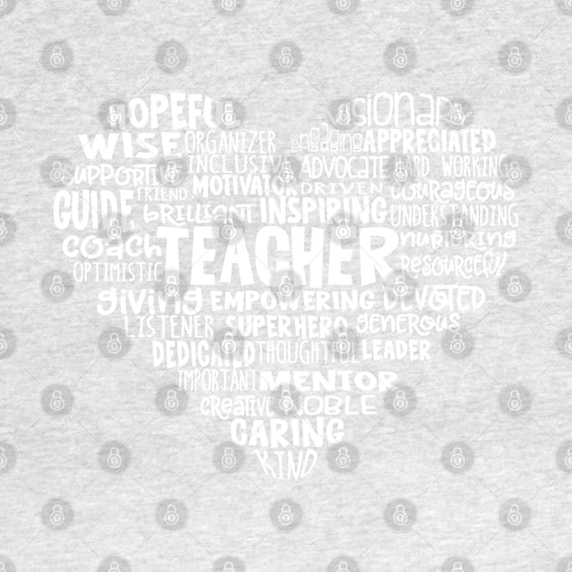 Teacher Heart Word Cloud by Jitterfly